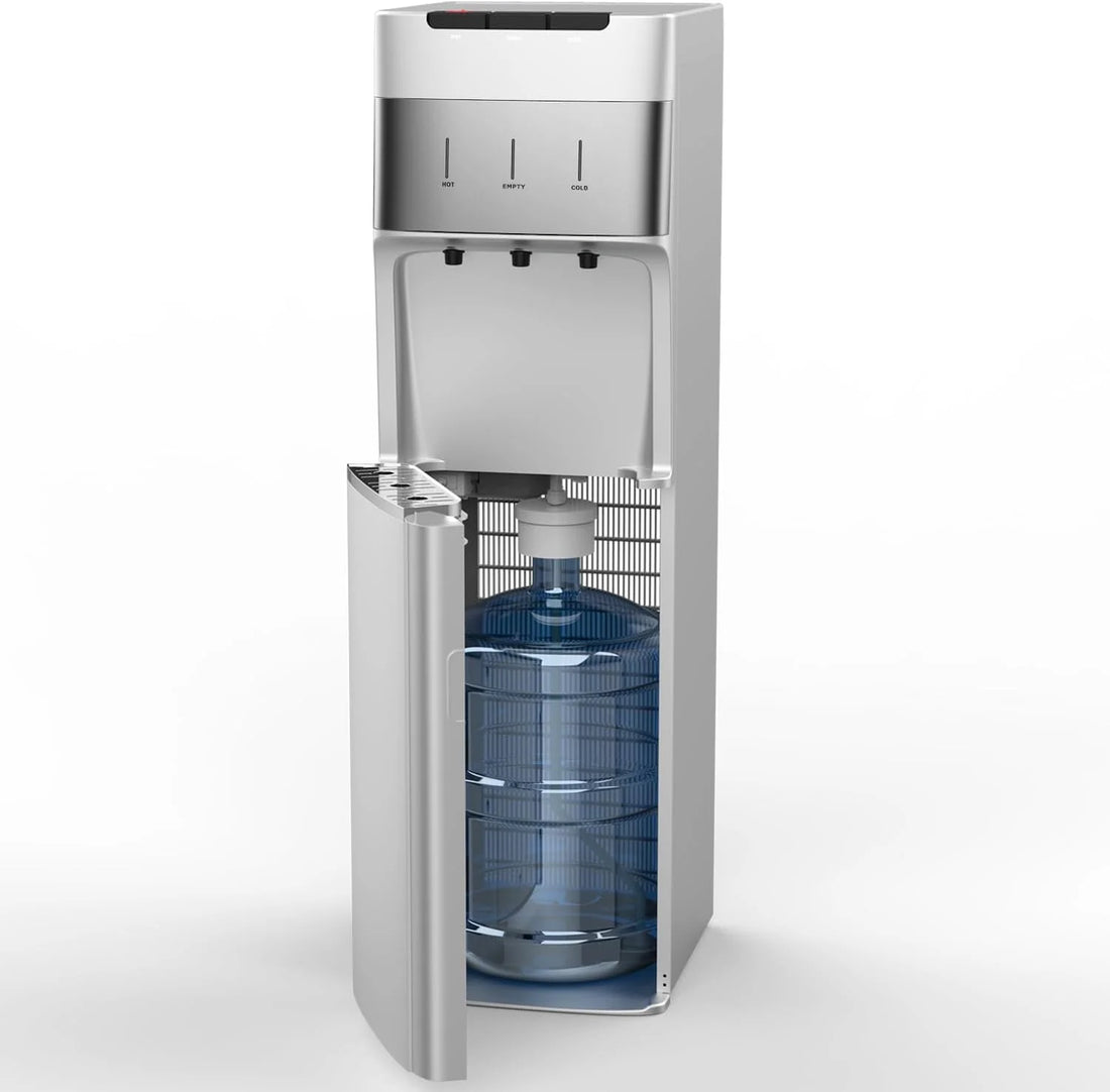 UV Self-Cleaning Water Cooler Dispenser for 3-5 Gallon Bottle Bottom Loading with 3 Temperature Settings Silver