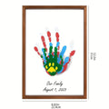 [Wooden Handprint Frame] 1 Wooden Family Handprint Photo Frame | Includes Colored Paint, Transparent Handprint Frame, Can Print 4 Handprints, Commemorative Ornaments