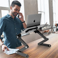Adjustable Laptop Stand with Built-In Cooling Fans and Mouse Pad Tray | Portable and Lightweight