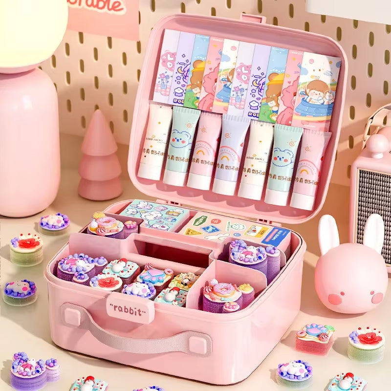 Pink Kids Toys Card Seal Organizer Board Game Tarot Three Kingdoms Poker Cards Protector Box Miniature Toys Container Storage