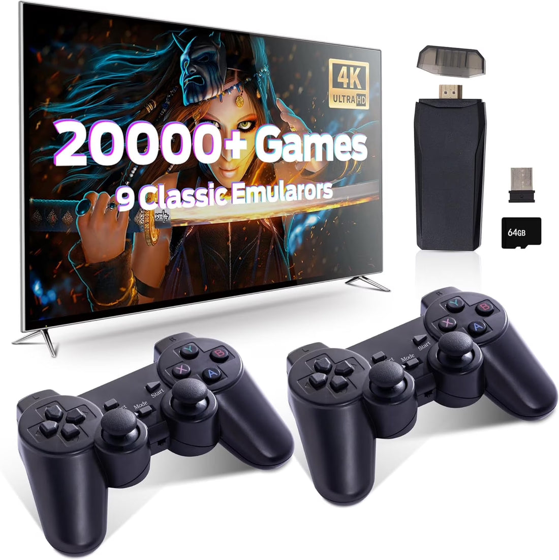 Wireless Controllers Video Game Console, Black