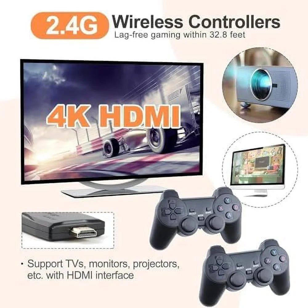Wireless Controllers Video Game Console, Black