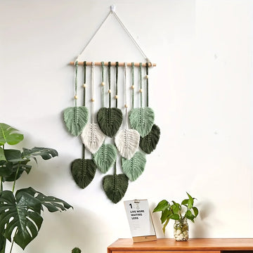 Macrame Jungle Leaf Garland | Nursery Green Theme Decor