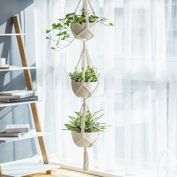Macrame Double Hanging Planter 2/3 Tier 49/70 Inch