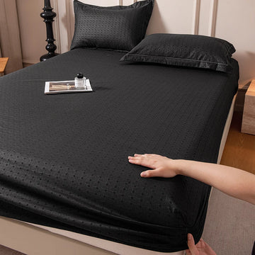 Embossed Brushed Fitted Bed Sheet | Elastic Band Single-King