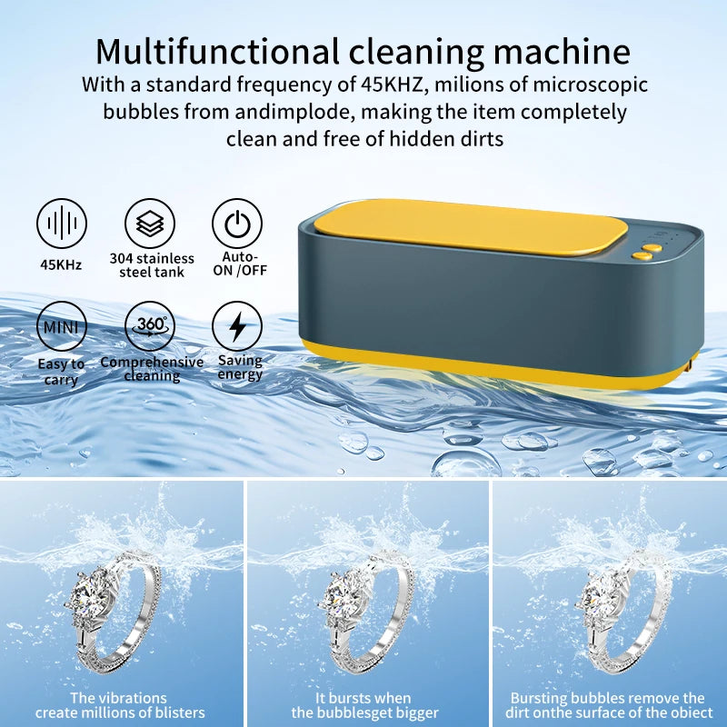 Ultrasonic Glasses Cleaner | High-Frequency Lens Jewelry Washer