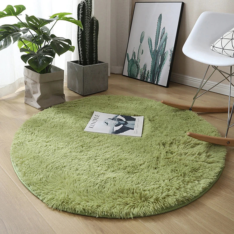Fluffy Faux Fur Round Rug | Long Plush Shaggy Mat