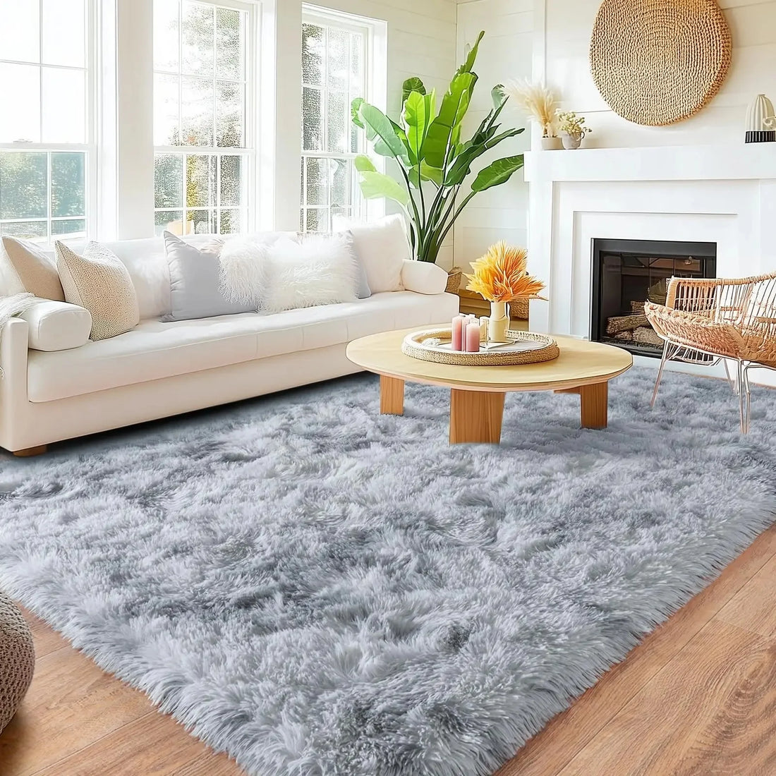 VIKAMA Shaggy Living Room Rug | Soft Fluffy Area Carpet