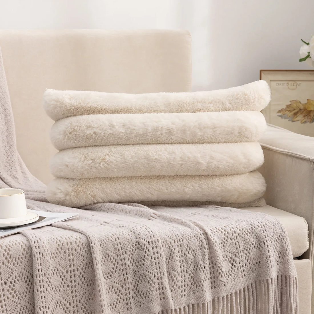 Soft Rabbit Velvet Pillow Cover for Sofa (Winter Warm)