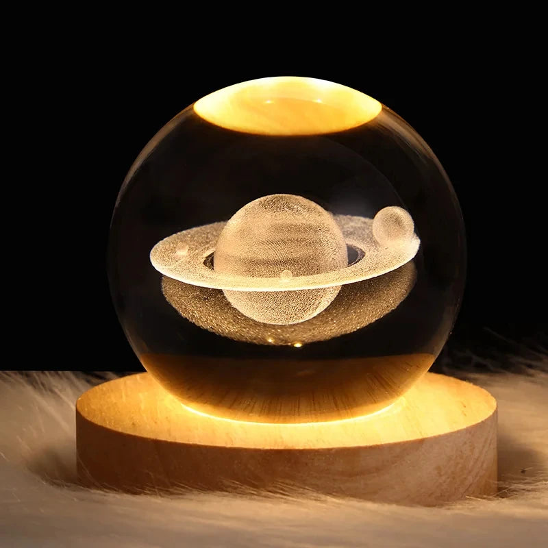 USB LED Crystal Ball Night Light 3D Moon Galaxy Lamp