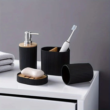 4pcs Bathroom Accessories Set | Toothbrush Holder Soap Dispenser Cup