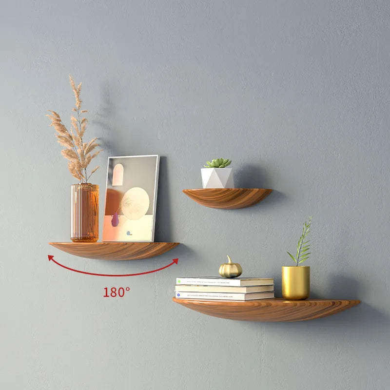 Wooden Semicircle Wall Shelf | Hanging Projector Display Stand