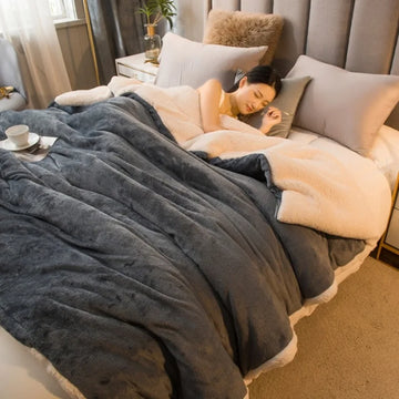 Thick Lamb Wool Duvet Blanket | Warm Winter Bedspread