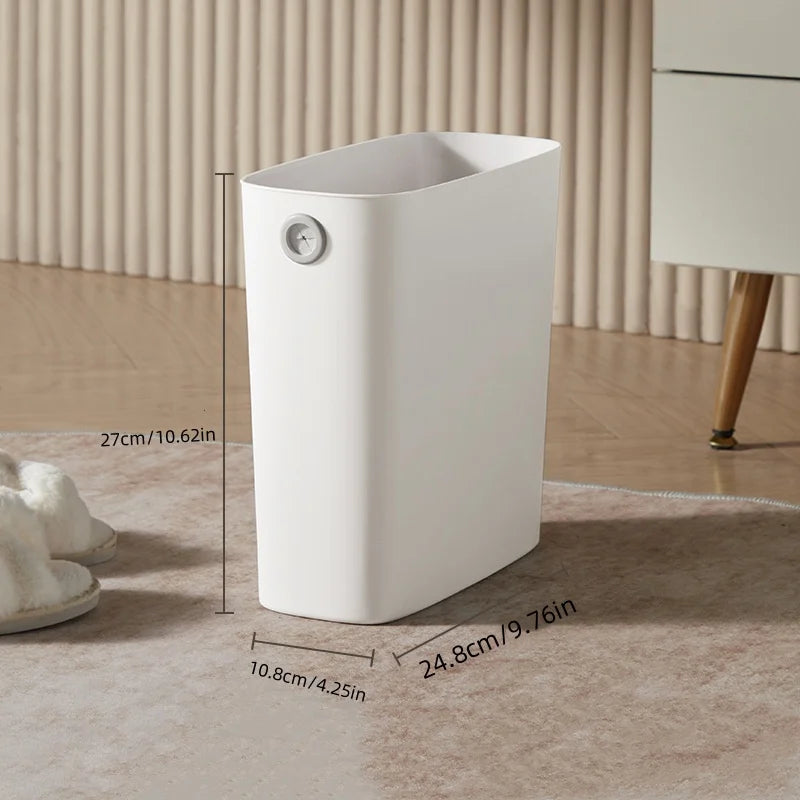 Slim Rectangular Trash Can for Bathroom & Home Gaps