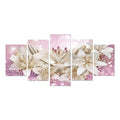 Pink Lily Flowers Floral Canvas Print Wall Art Abstract Painting Picture Decor for Home Living Room Bathroom,Wall Art Canvas Flower Painting 5 Pieces,7.8*11.8 Inches~7.8*19.7 Inches