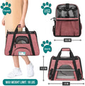 Airline-Approved Soft-Sided Pet Carrier for Cats and Small Dogs, Ventilated Travel Bag for Medium to Large Kittens and Puppies in Heather White and Red