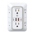 Wall Charger, Surge Protector, 6 Outlet Extender with 4 USB Charging Ports 3-Sided 1050J Power Strip Multi Plug Adapter Spaced for Home Travel Office