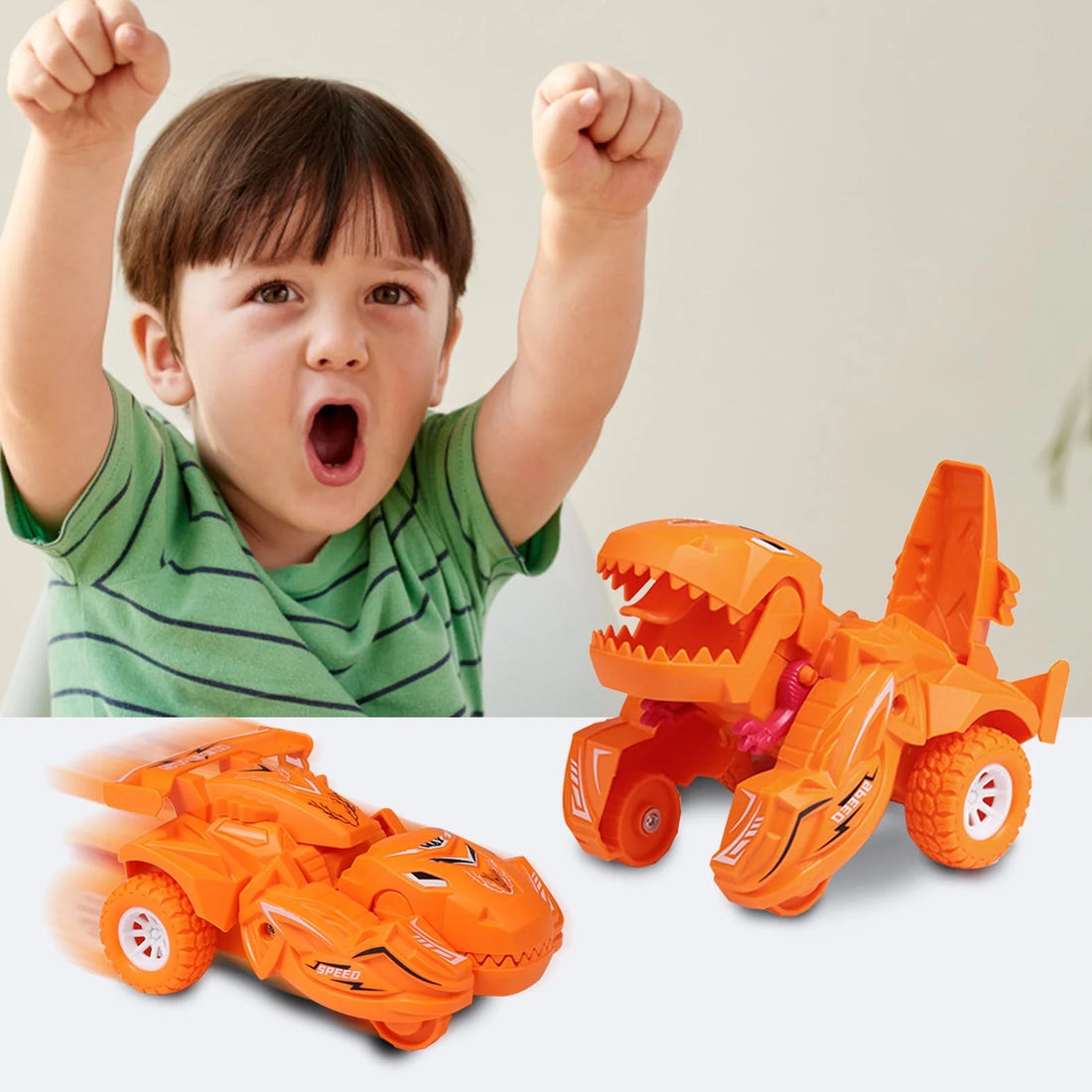 Taotanxi Transforming Dinosaur LED Car Dinosaur Toys for Kids 3-5-7 Pull Back Dino Race Car Toy Cars Christmas Birthday Gifts for Toddlers Boys Girls