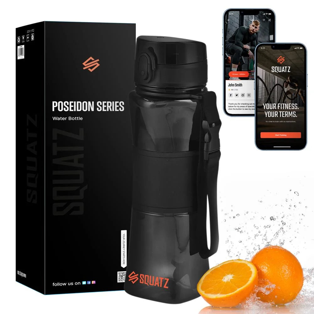 700Ml. Sports or Shake Water Bottle with Strainer. (Black)