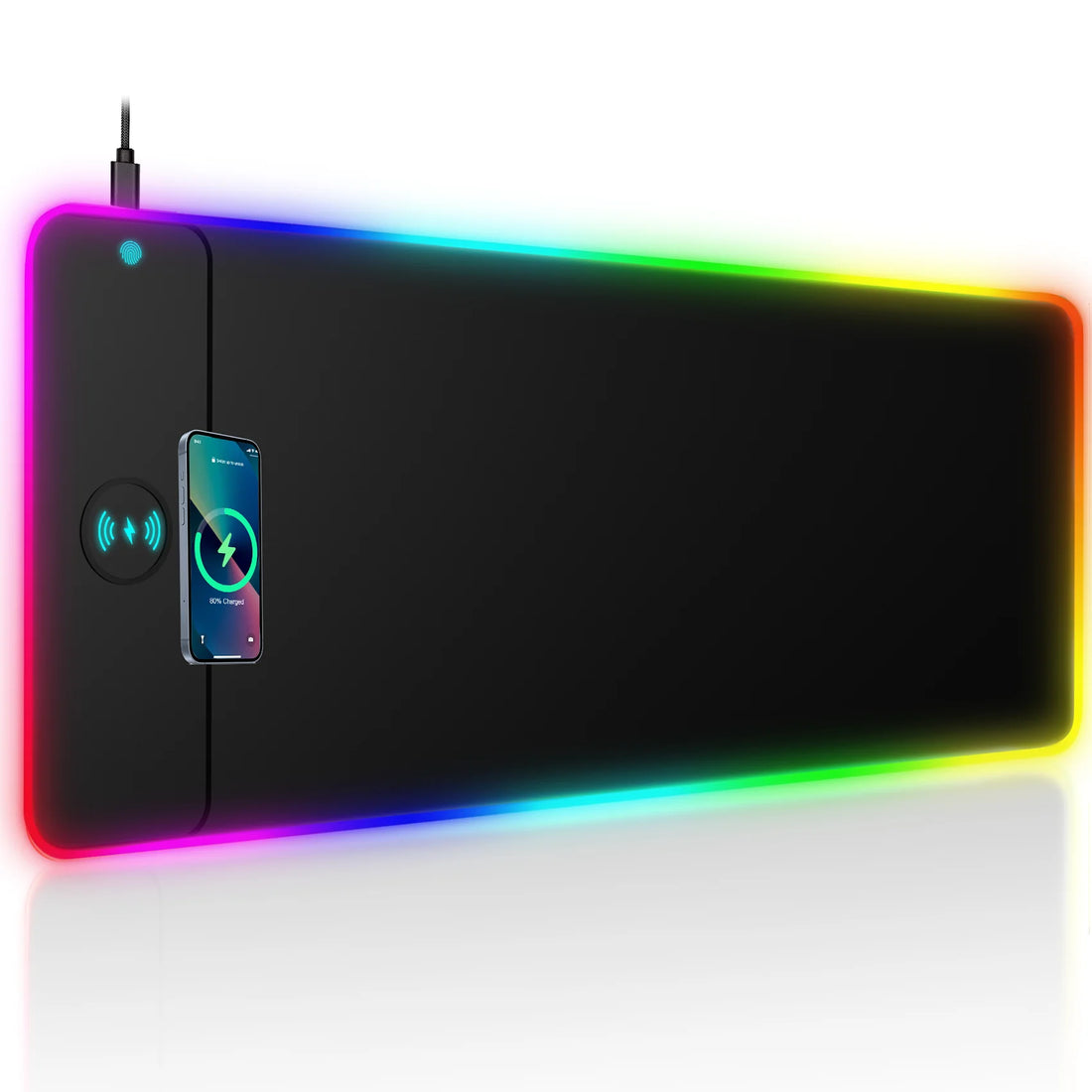 Wireless Charging RGB Luminous Mouse Pad Charger Phone Gaming Mousepad Keyboard Game Table Pad Laptop Mouse Mat Deskpad Mausepad