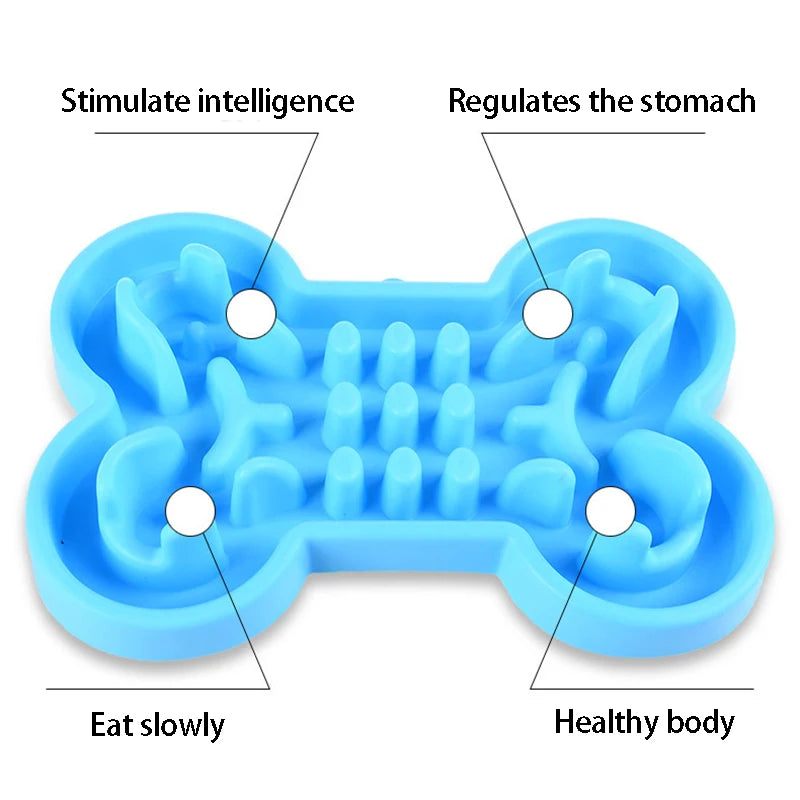 Pet Dog Bowl Healthy Soft Rubber Slow Food Feeder Anti-Slip Anti-Gulping Choke Travel Bowl for Cat Dog Food Feeding Slow Feeder
