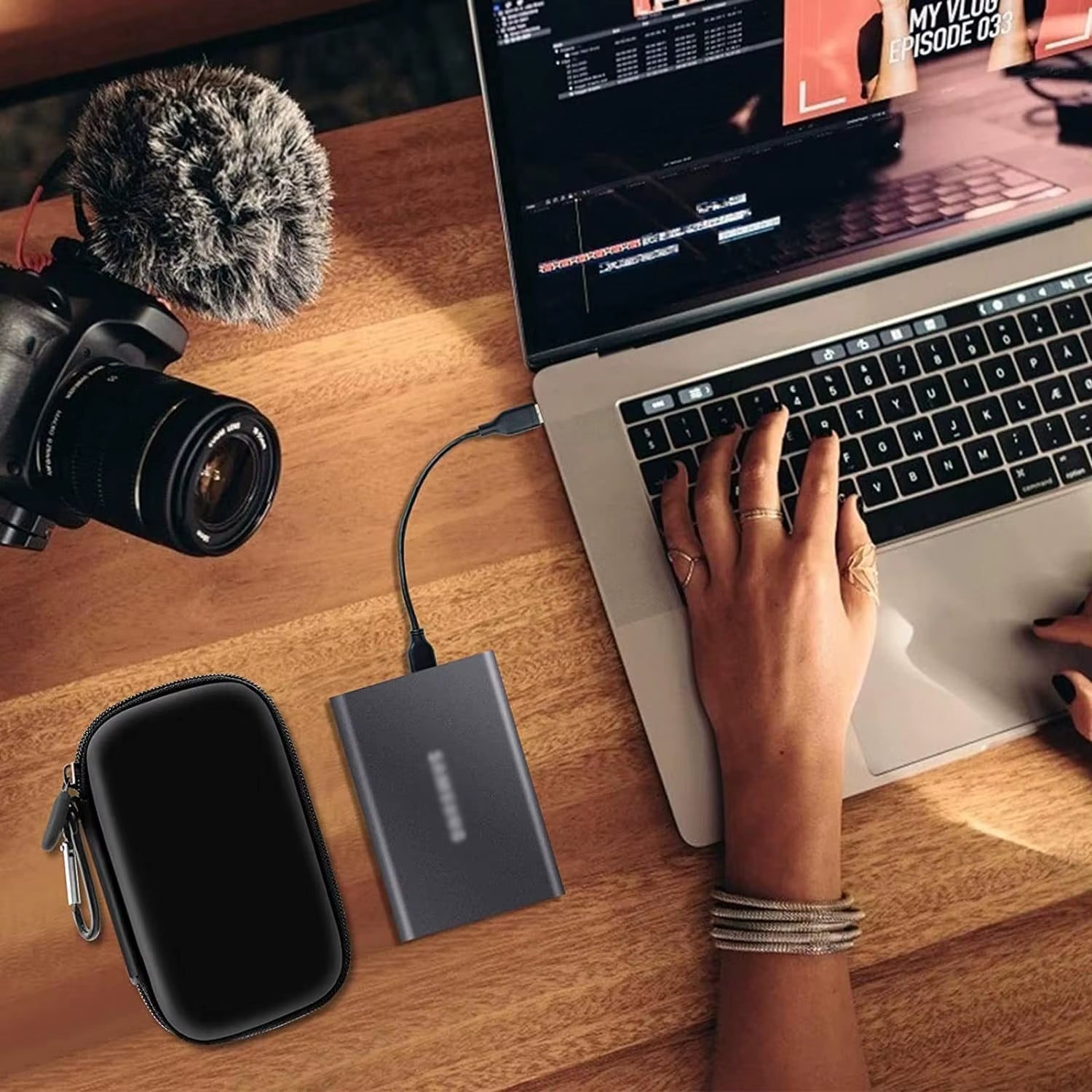 Case Compatible with Samsung T7/ T7 Touch Portable SSD 1TB 2TB 500GB USB 3.2 External Solid State Drive, Travel Carrying Case