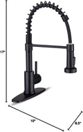 Kitchen Faucets with Pull down Sprayer Commercial Industrial Stainless Steel Single Handle Single Hole Spring Farmhouse RV Sink Faucet, Matte Black Kitchen Faucet for Laundry Utility Room Sink