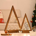 Modern Farmhouse Wooden Christmas Tree Set of 2 with Lights 14.3In & 10.2In for Tabletop Mantel & Shelf Bedroom Decor Perfect Gift