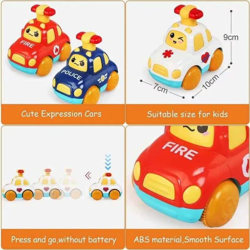 Kids Toys Cars Cartoon Press Inertia Car Toy Fire Engine Ambulance Cars Models Montessori Baby Toys for Boys Girls 1 to 3 Years