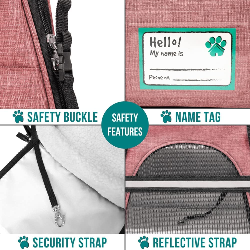 Airline-Approved Soft-Sided Pet Carrier for Cats and Small Dogs, Ventilated Travel Bag for Medium to Large Kittens and Puppies in Heather White and Red