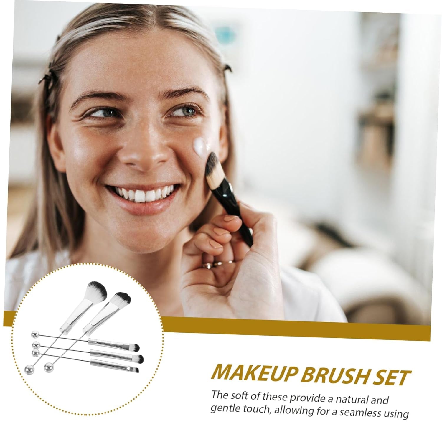 Makeup Brush Set Set Eyeshadow Blush Brush Travel for Women Daily Makeup Routine Comfortable Grip Metal Handle