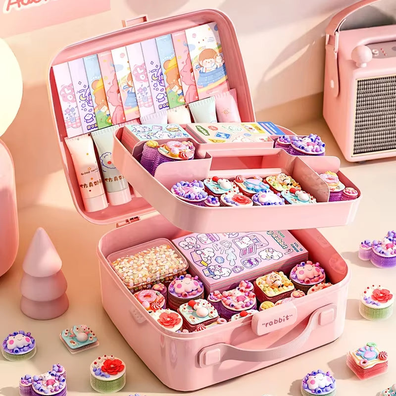 Pink Kids Toys Card Seal Organizer Board Game Tarot Three Kingdoms Poker Cards Protector Box Miniature Toys Container Storage