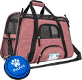 Airline-Approved Soft-Sided Pet Carrier for Cats and Small Dogs, Ventilated Travel Bag for Medium to Large Kittens and Puppies in Heather White and Red