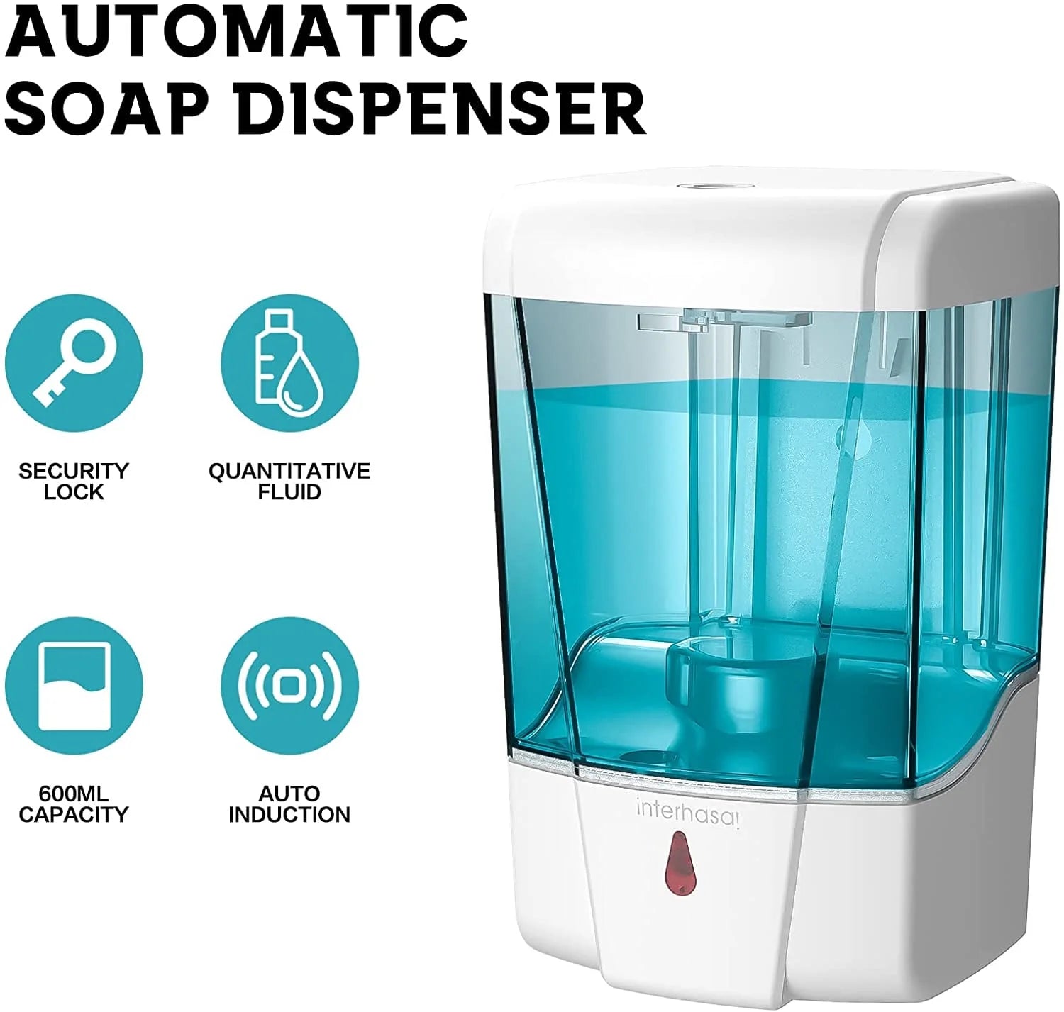 20 Fl Oz/600Ml Wall Mount Automatic Foam Soap Dispenser Hand Sanitizer Dispenser, White