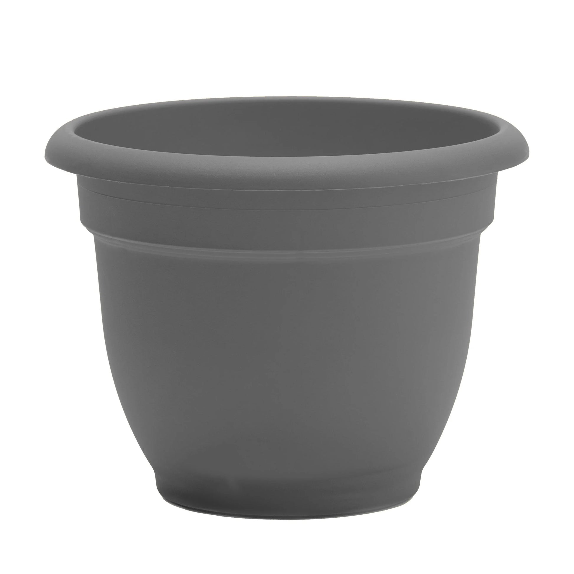 Ariana 16" Charcoal round Self-Watering Resin Planter Pot - Rolled Rim Indoor and Outdoor Gardening Planter