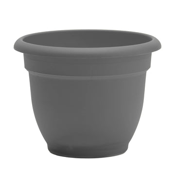 Ariana 16" Charcoal round Self-Watering Resin Planter Pot - Rolled Rim Indoor and Outdoor Gardening Planter