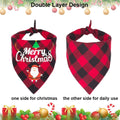 2 Pack Dog Bandana Christmas Classic Plaid Pet Scarf Triangle Bibs Kerchief Merry Christmas Red Santa Snowman Bandana for Medium Large Dogs Pets (Large)