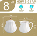 Royal Ceramic Sugar and Creamer Set, 3 Piece Set with Cream Pitcher, Sugar Bowl, Sugar Set with Lid & Spoon, Coffee Serving Set Wedding Gift(White)