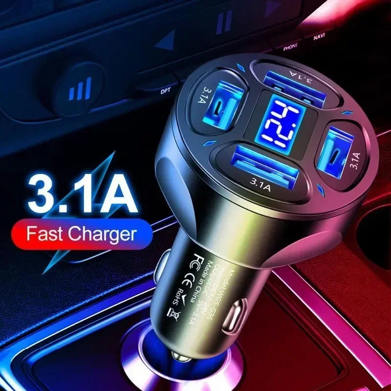 4 Ports USB Car Charger Phone Charger Adapter