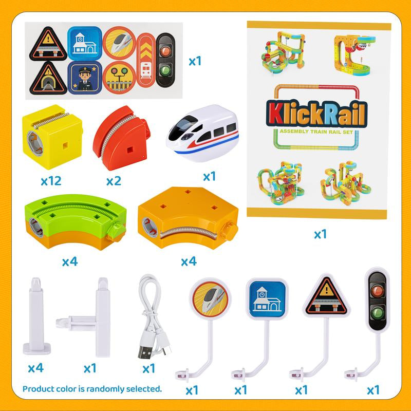 Electric Train Set Flexible Race Track Toys, Building Toy Train Track Gravity-Defying 3D Embedded Layouts & Motorized Car, STEM Learning Gift