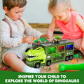 Dinosaur Truck Toys for Boys 3-6 Years, Dinosaur Truck Carrier -Tyrannosaurus Transport Car Carrier Truck with Lights, Music and Sounds, Dinosaur Play Sets for Boys Girls