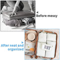6 Set Compression Packing Cubes for Suitcase Expandable Pack Cube for Luggage Organizers with Laundry Bag and Shoe Bags Beige