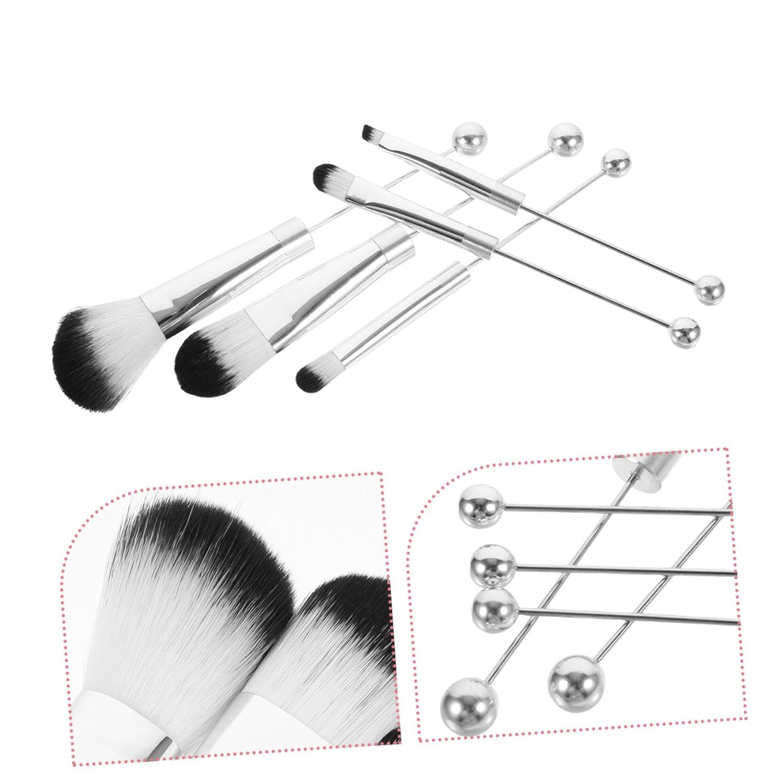 Makeup Brush Set Set Eyeshadow Blush Brush Travel for Women Daily Makeup Routine Comfortable Grip Metal Handle