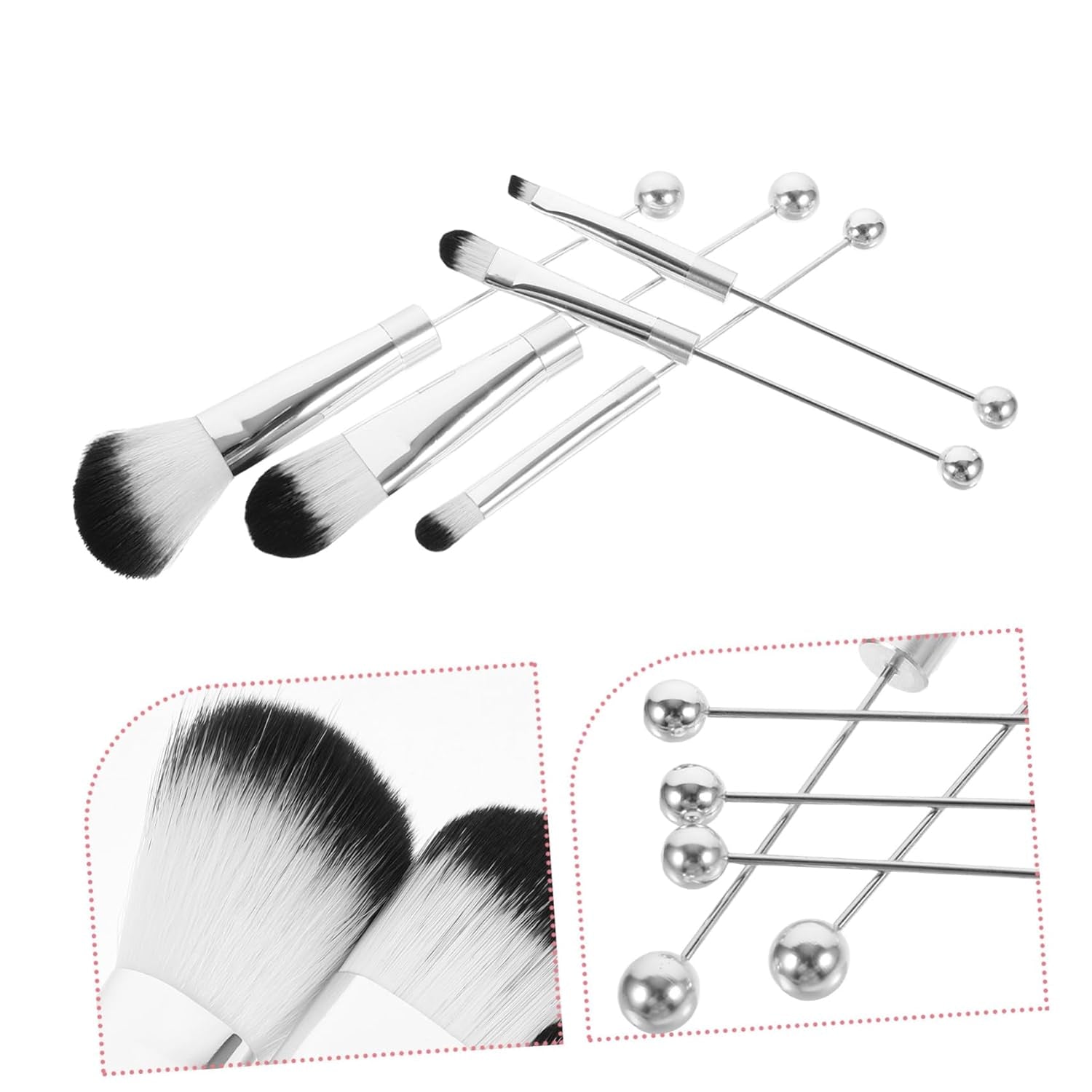 Makeup Brush Set Set Eyeshadow Blush Brush Travel for Women Daily Makeup Routine Comfortable Grip Metal Handle